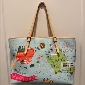 Spartina 449 Hawaiian Islands LARGE Tote - Blue and Tan EXCELLENT CONDITION